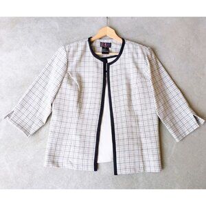 Plaid Open-Front Blazer with Matching Under-Tank